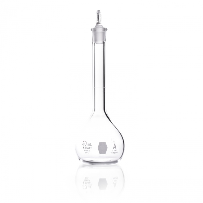 Volumetric Flask, Class A,Serialized and Certified with Glass Pennyhead,STOPPER,50ML