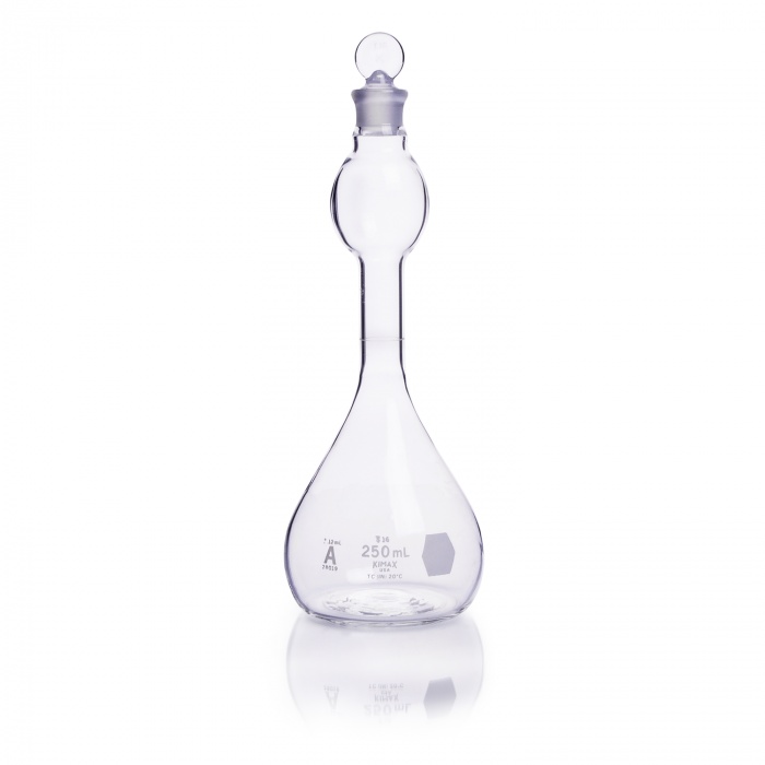 Volumetric Flask, Class A, with Mixing Bulb and Pennyhead Glass Stopper,50ML