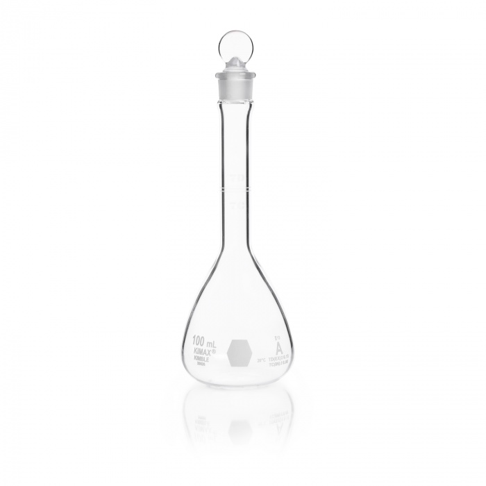 Volumetric Flask, Class A, with Mixing Bulb and Pennyhead Glass Stopper,100M