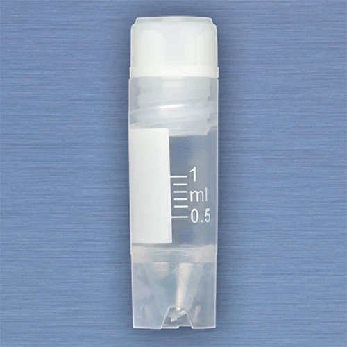 CryoCLEAR vials, 1.0mL, STERILE, Internal Threads, Attached Screwcap with Co-Molded Thermoplastic Elastomer (TPE) Sealing Layer, Conical Bottom, Self-Standing, Printed Graduations, Writing Space and Barcode, 50/Bag, 10 Bags
