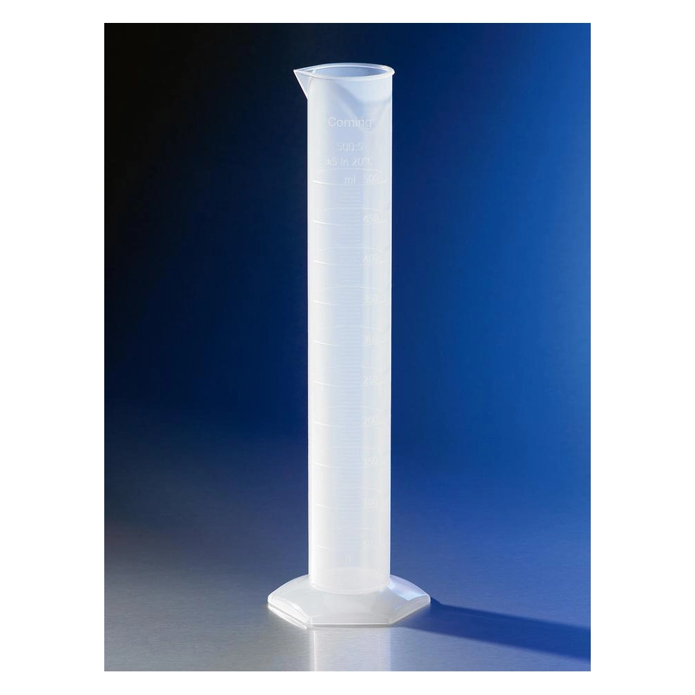Corning Single Metric Scale, 100mL Reusable Plastic Graduated Cylinder, Polypropylene, TC with Funnel Top