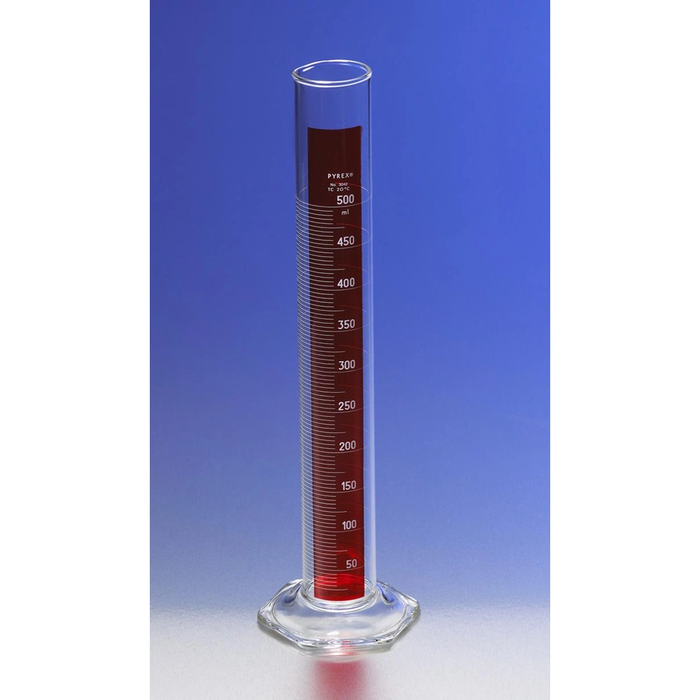 PYREX 100mL Single Metric Scale Graduated Cylinders, Lifetime Red, TC