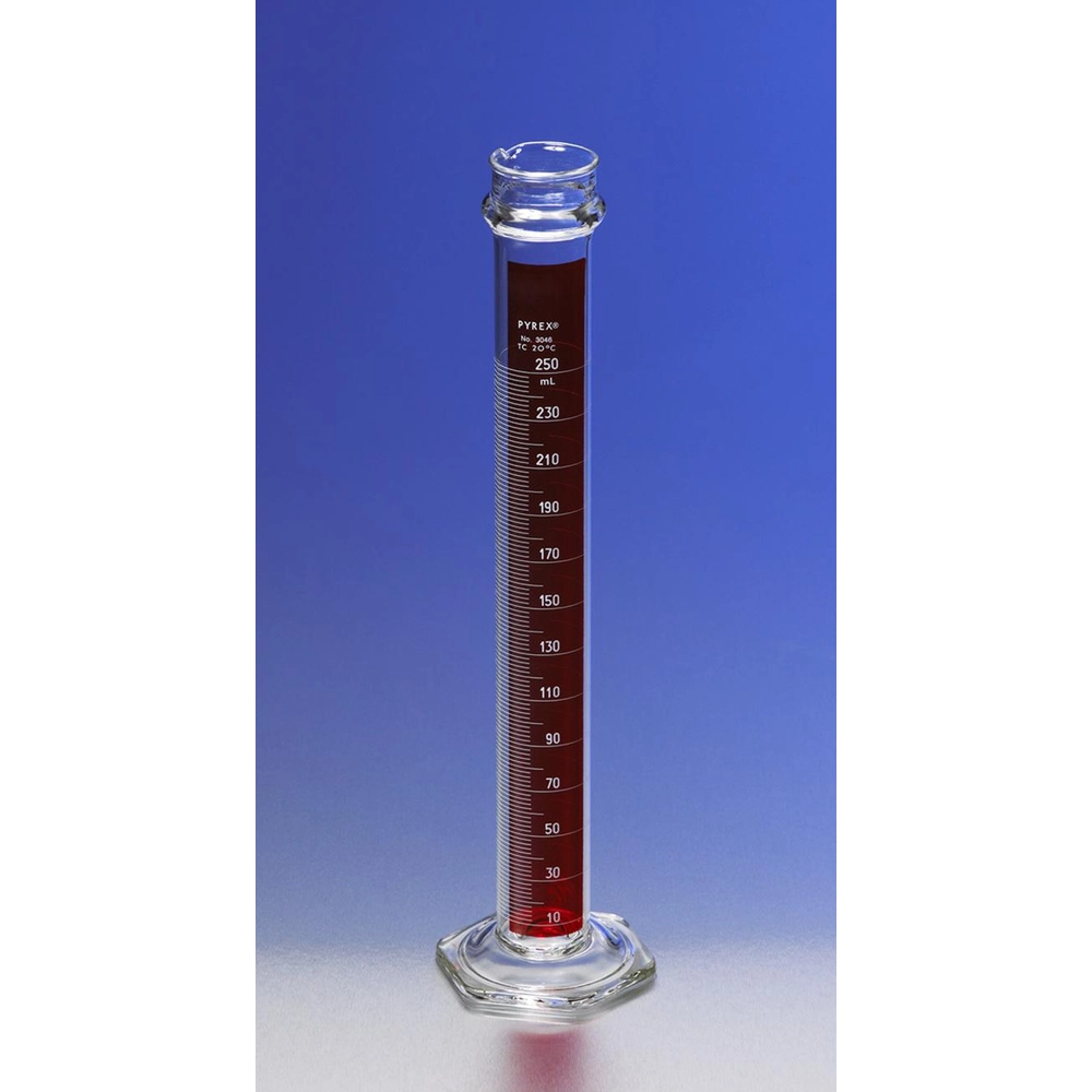 PYREX 50mL Single Metric Scale Cylinders, Reinforced Glass Bead, Lifetime Red, TC