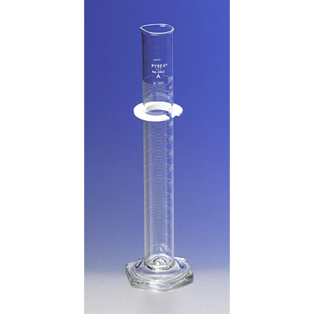 PYREX 50mL Single Metric Scale Cylinder, Serialized/Certified Class A, White Graduations, TD