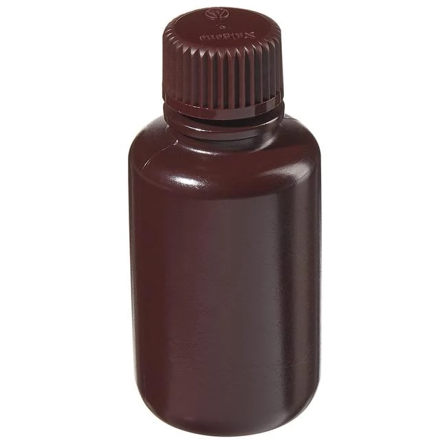 Bottle, Narrow Mouth, Boston Round - HDPE, Amber 2 oz / 60 mL (20-415)