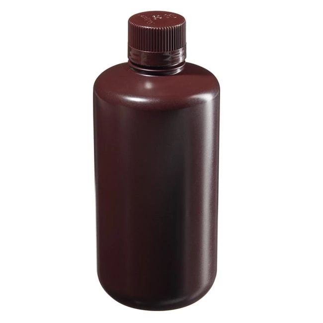 Bottle, Narrow Mouth, Boston Round - HDPE, Amber 32 oz / 1000 mL (38-430)