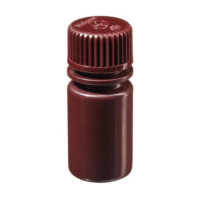 Bottle, Small, Narrow Mouth, Boston Round - HDPE, Amber 1/2 oz / 15 mL (20-415)
