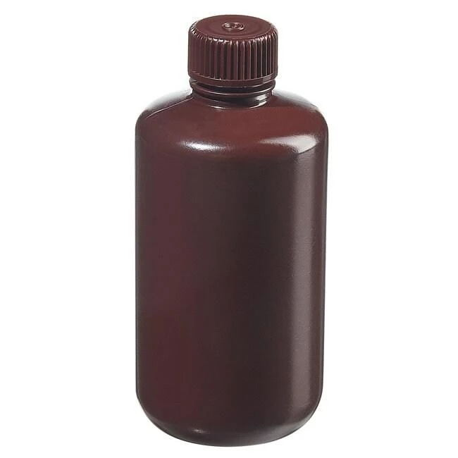 Packaging Bottle, Narrow Mouth - HDPE Amber 8 oz / 250 mL (24-415)