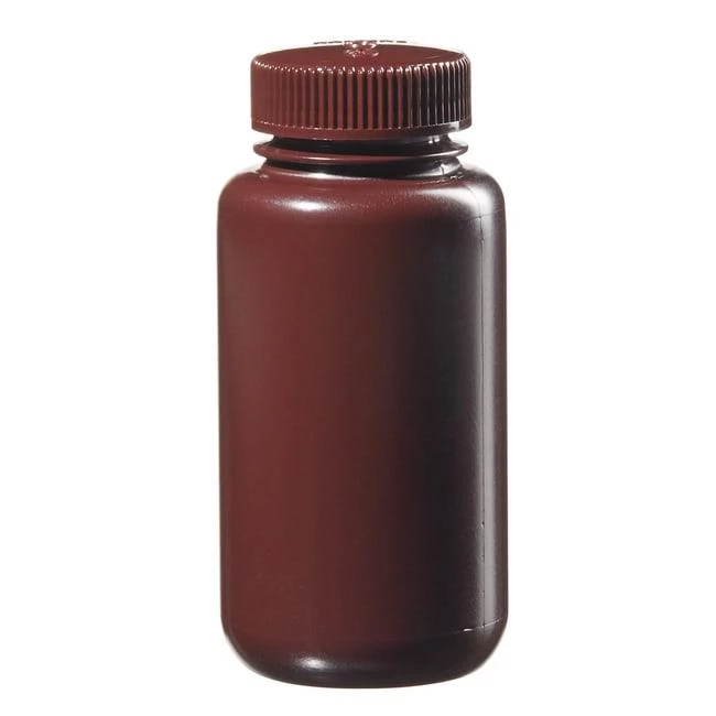 Bottle, Wide Mouth, Round - HDPE, Amber 8 oz / 250 mL (43-415)