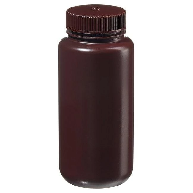 Packaging Bottle, Wide Mouth - HDPE, Amber 16 oz / 500 mL (53-415)