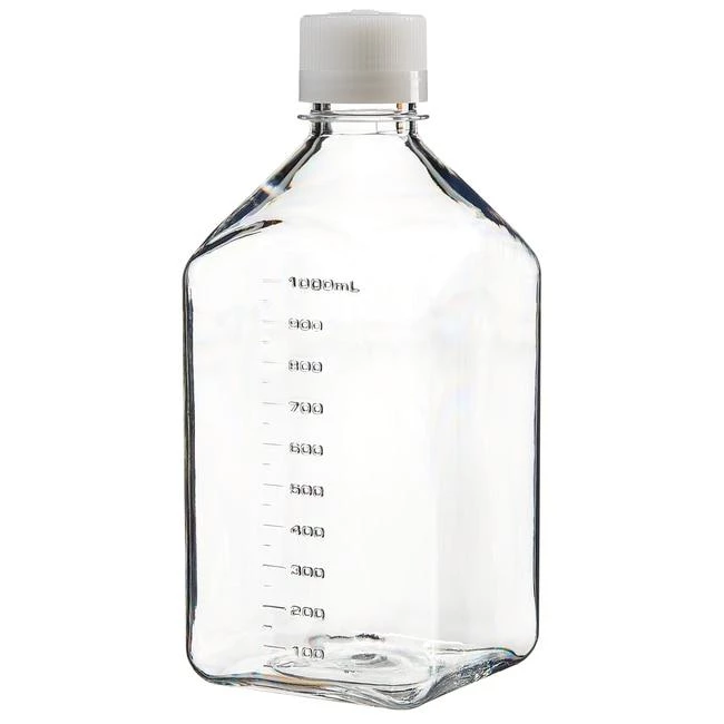 Media Bottle, Square, Graduated - PETG w/HDPE Closure - Shrink Wrap Module 1000 mL (38-430)