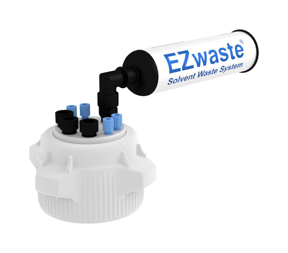 EZwaste® HPLC Solvent Waste System, Cap-Only Assembly, 83 mm (83B) VersaCap with Four (4x) Ports for 1/8 Inch O.D. Three (3x) 1/4" O.D Tubing, 1/EA