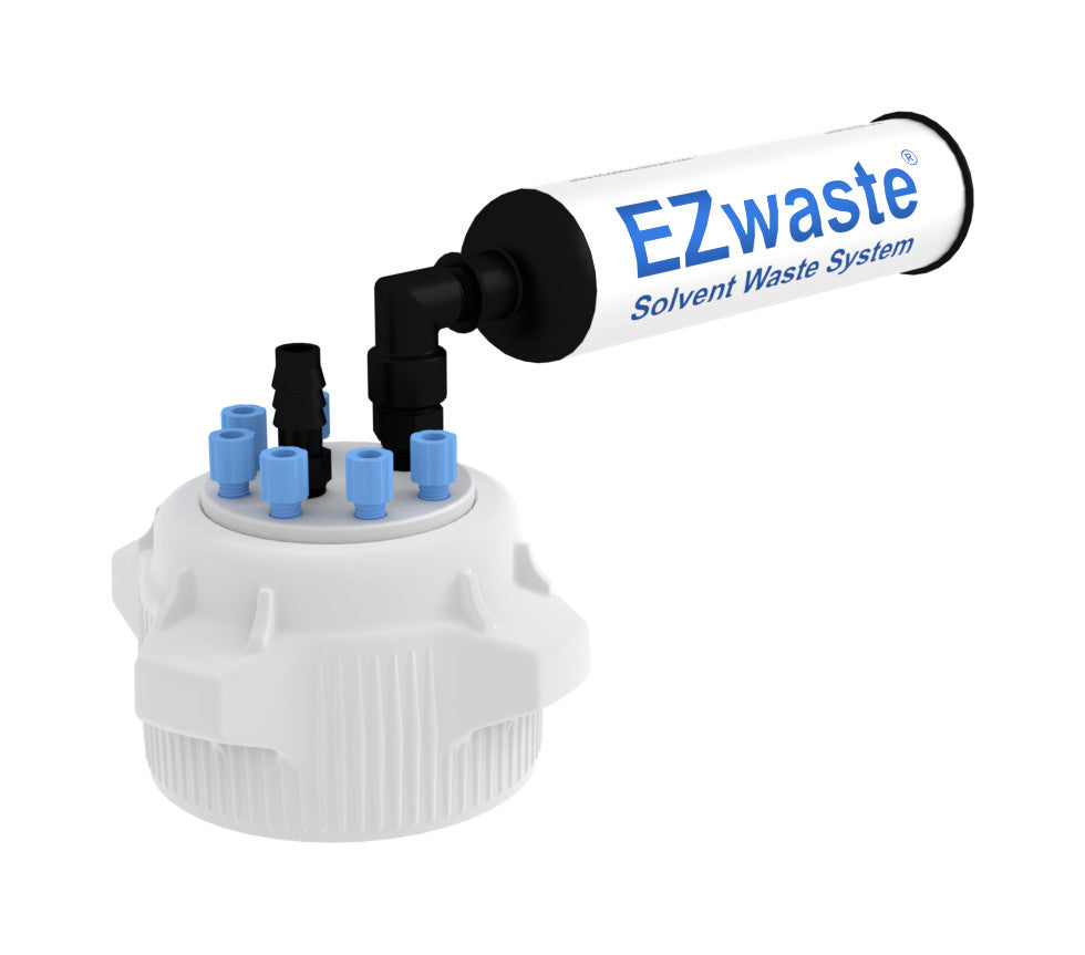 EZwaste® HPLC Solvent Waste System, Cap-Only Assembly, 83 mm (83B) VersaCap with Six (6x) Ports for 1/8 Inch O.D., and Filter One HB Port Tubing, 1/EA