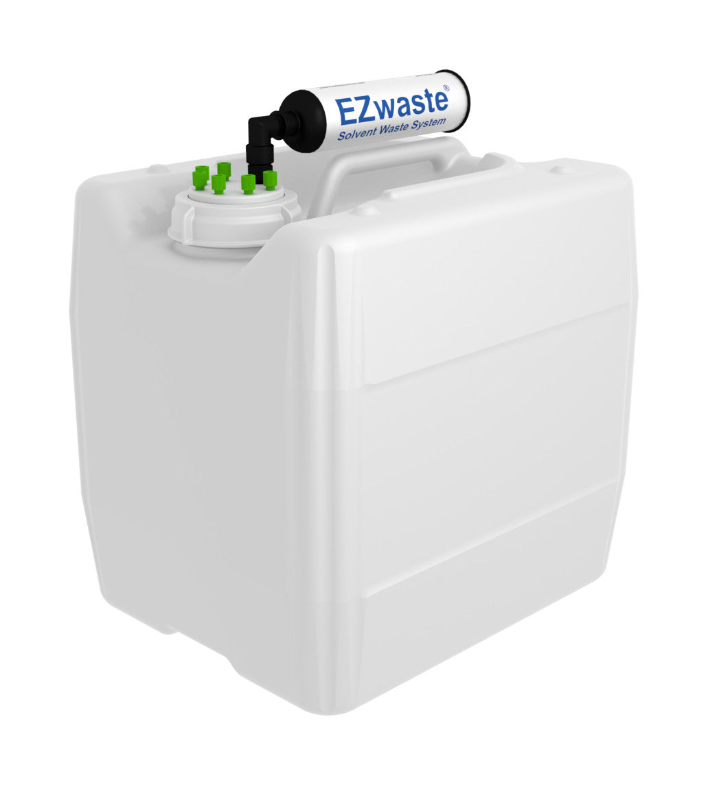 EZwaste® HPLC Solvent Waste System, 13.5 L (3.5 Gal) UN/DOT-Rated Disposable Container, 70 mm VersaCap w/ Six (6x) Ports for 1/16 Inch O.D. Tubing, 1/EA