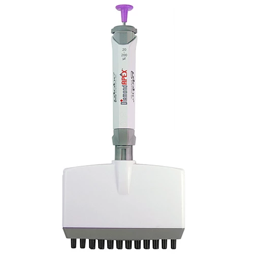 Pipette, Diamond Apex, Fully Autoclavable, 12-Channel, Adjustable Volume, 2 - 20uL, Yellow