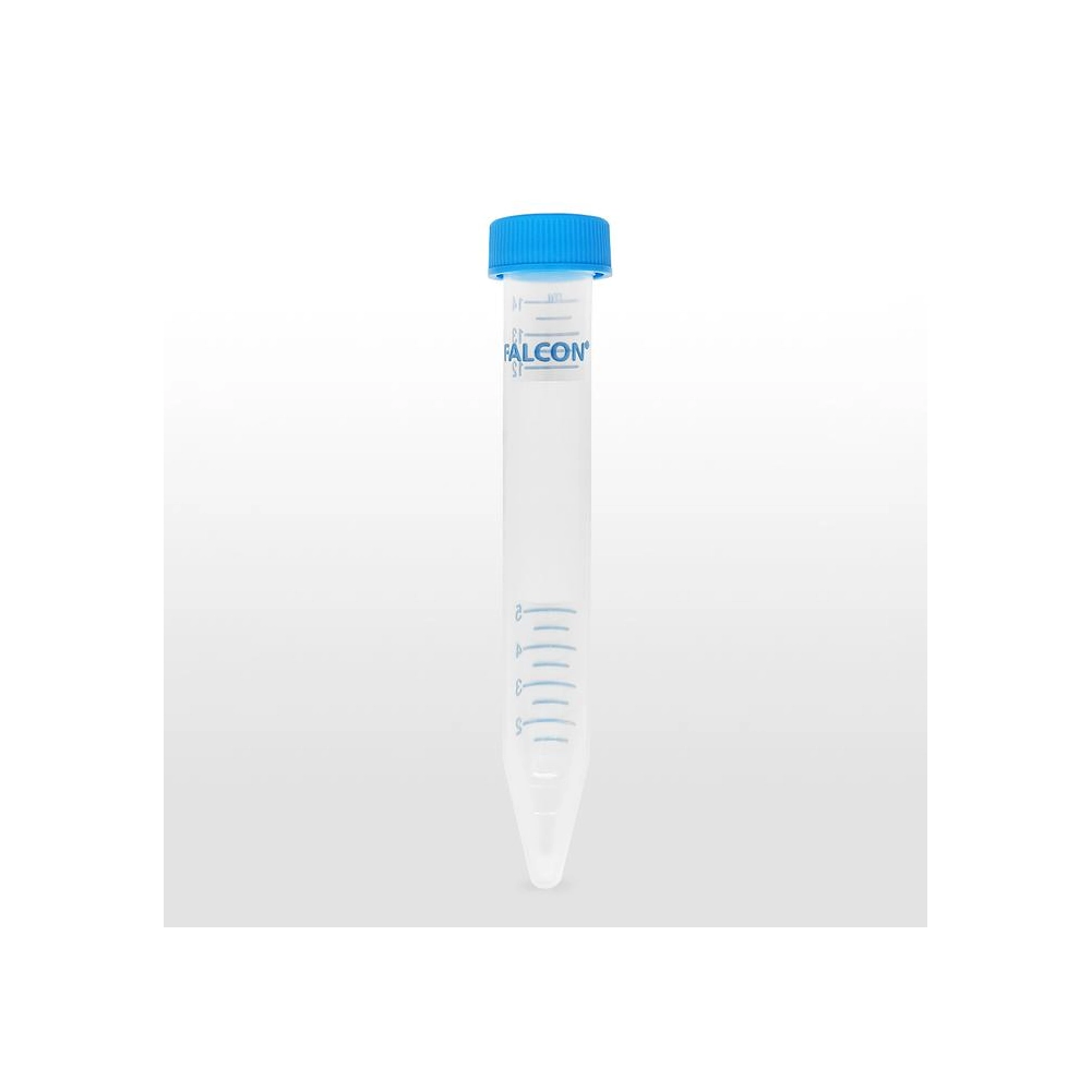 Falcon 15mL High-CLarity PP Centrifuge Tube, Conical Bottom, with Dome Seal Screw Cap, Sterile, 50/Rack, 500/Case