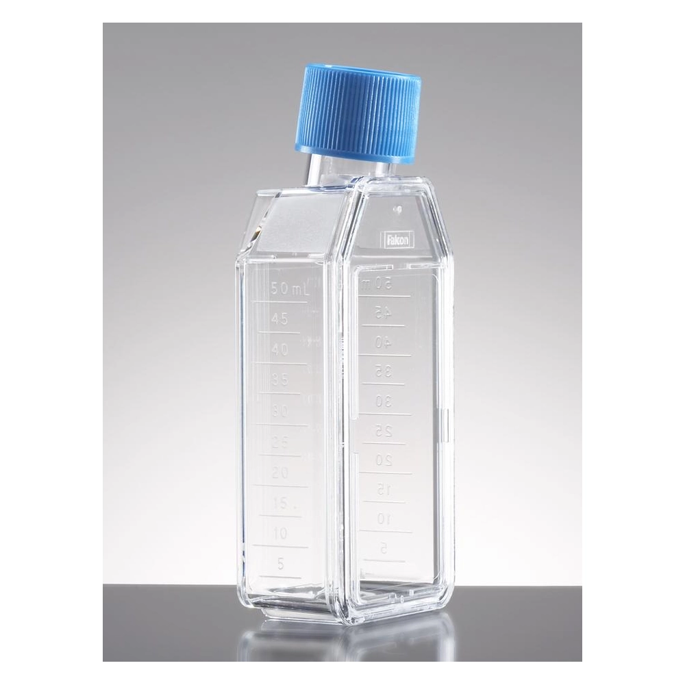 Falcon 25cm² Rectangular Canted Neck Cell Culture Flask with Blue Plug Seal Screw Cap