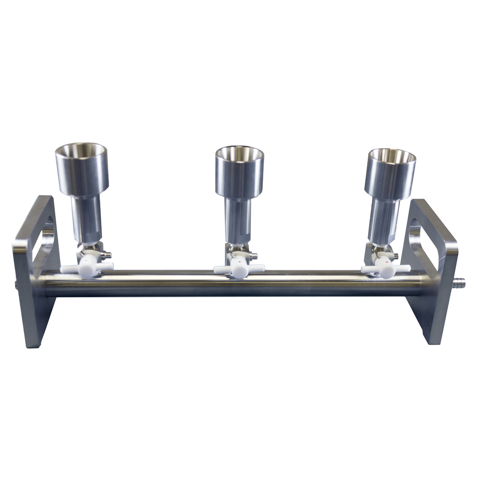 Stainless Steel Vacuum Manifold, 3-Position, Standard Cup, 3-Way Valve, KM3NV