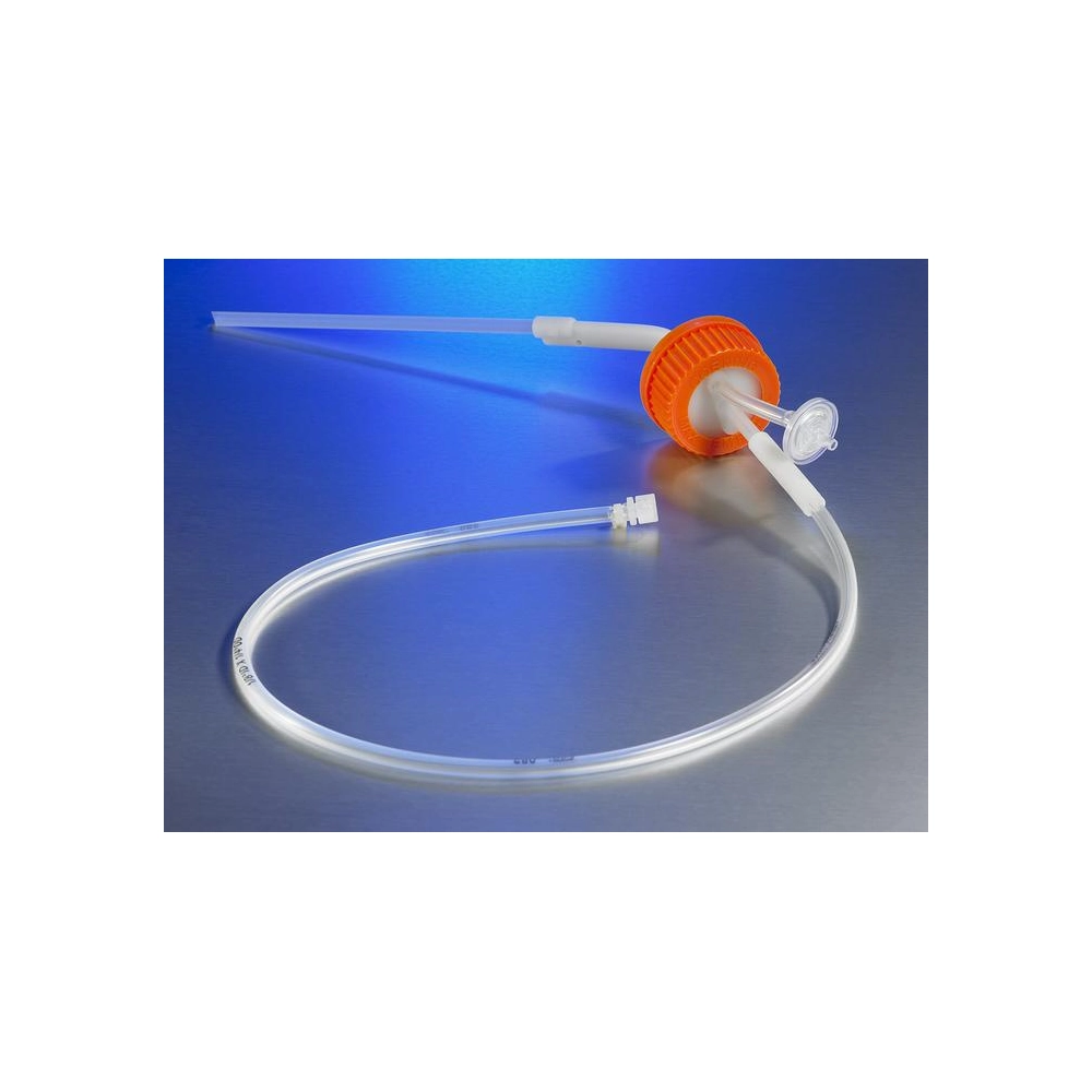 Corning Disposable Aseptic Transfer Cap for 500mL Polystyrene Spinner Flask, 1/8" Dip Tube and 0.2µm Vent, Male Luer Lok connector, Sterile, 1/bag. 2/case