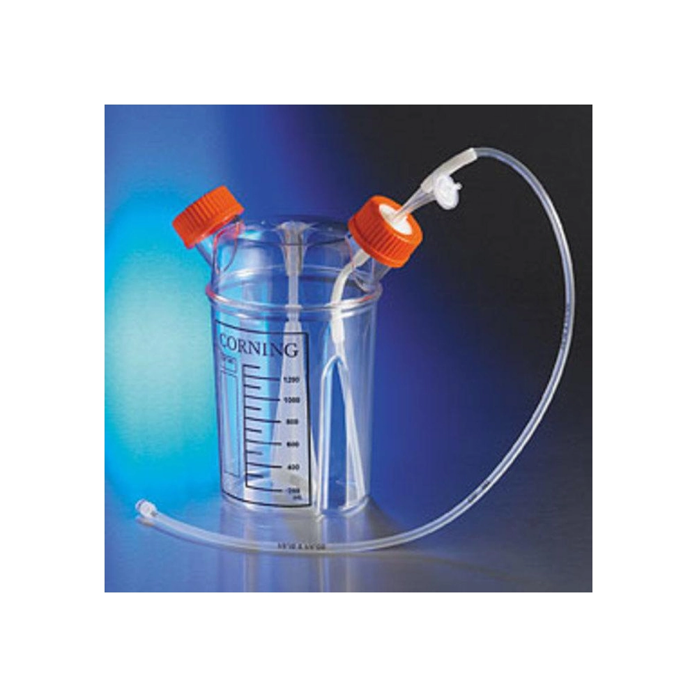 Corning 1L Polystyrene Disposable Spinner Flask with Solid Cap and Aseptic Transfer Cap, Sterile, 1/bag, 6/case