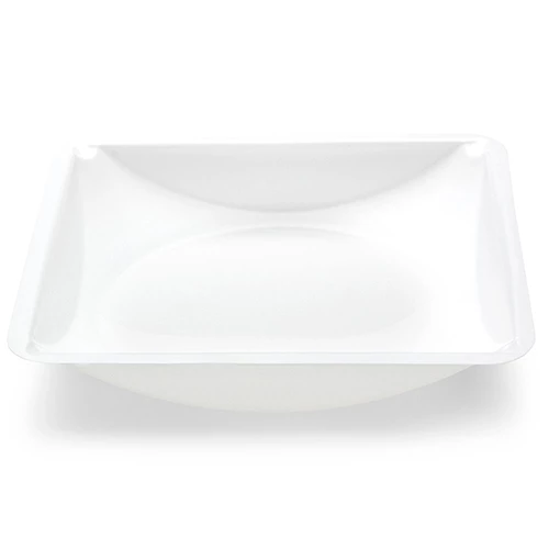 Weighing Boat, Plastic, Square with Round Bottom, Small Easy Pour Spout, Antistatic, 140 x 140 x 25mm, PS, White, 330mL - CS/3000