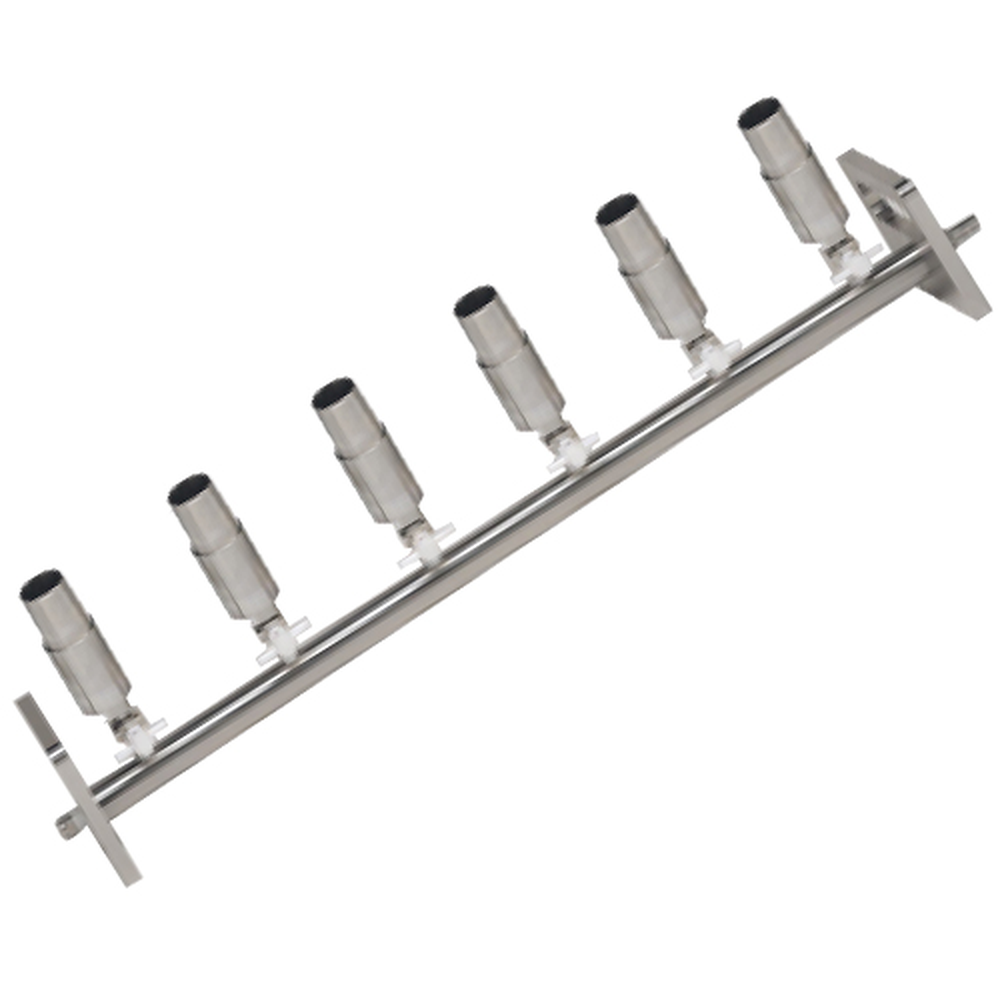 Stainless Steel Vacuum Manifold, 6-Position, Exterior Taper Cup, 2-Way Valve, KM6N XT/2