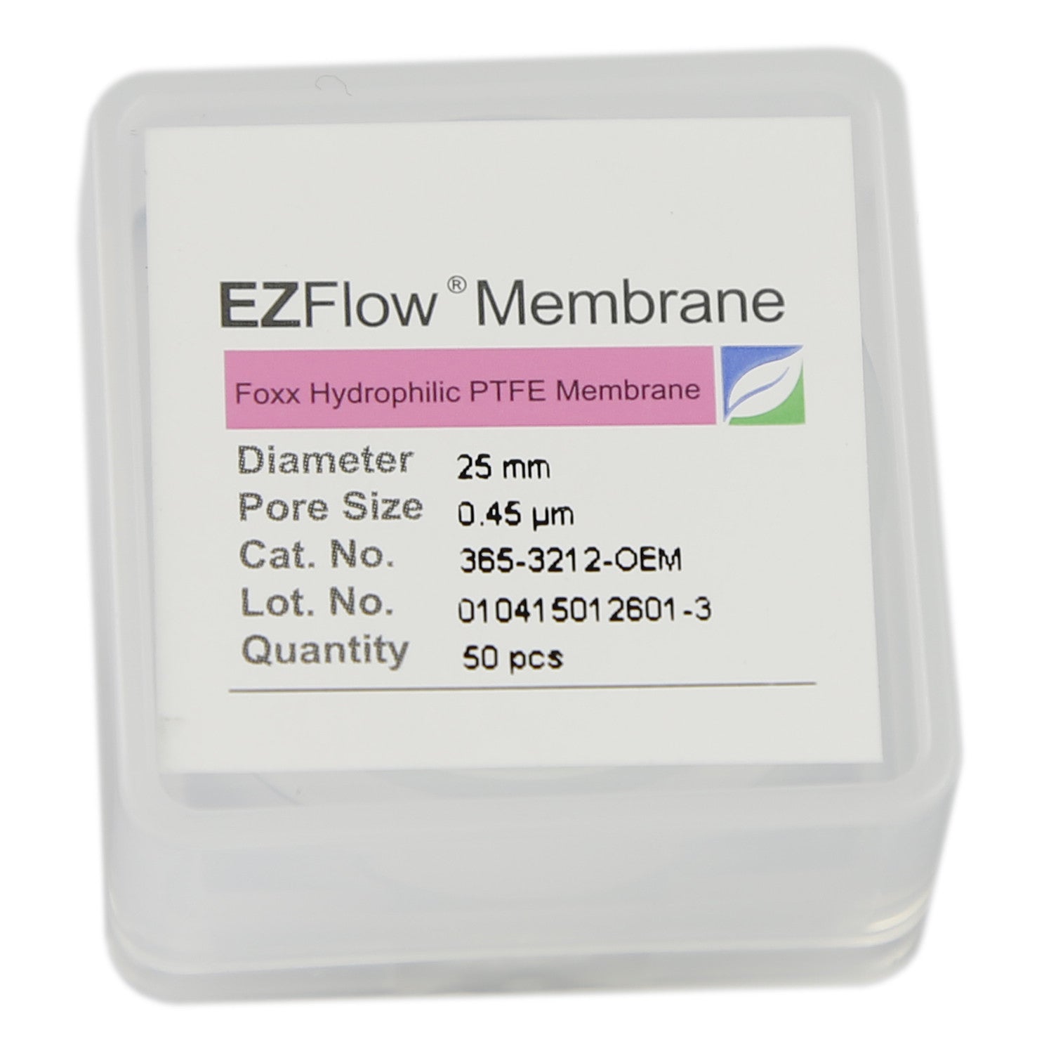 EZFlow® PTFE Hydrophobic Membrane Filters, 0.45 µm, 25 mm Diameter Filter Discs, 50/PK