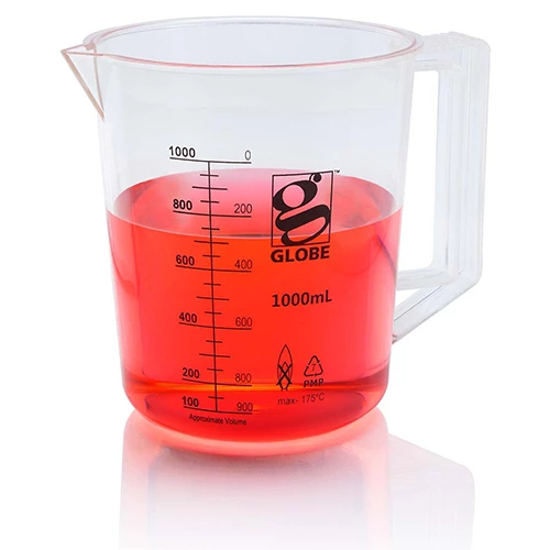 Beaker with Handle, Diamond Essentials, Low Form, Printed Graduations, PMP, 1000mL, 1/Bag