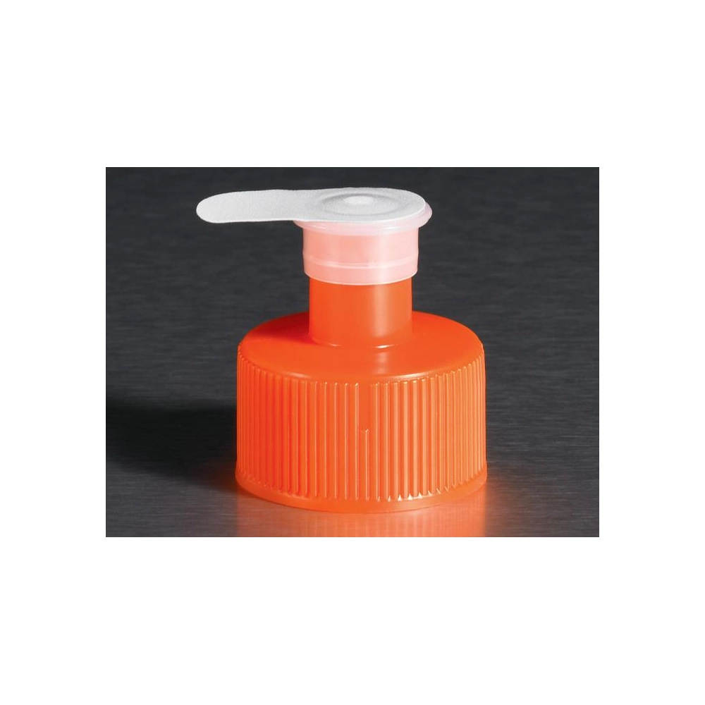 Corning CellSTACK 33mm HDPE Cap, Universal Cap and Vented Overcap, Orange, Double bagged, Sterile, 1 per bag, 4 per case