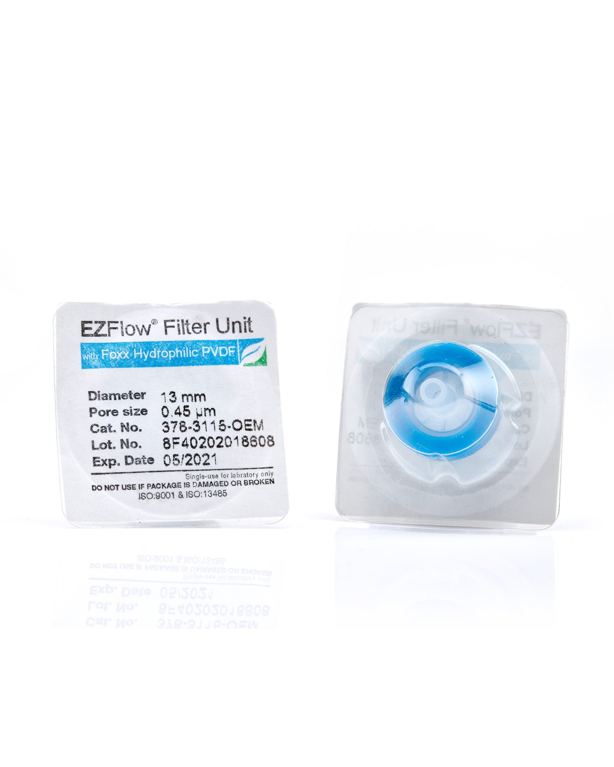 EZFlow® Sterile Hydrophilic PVDF Syringe Filters, 0.45 µm Membrane for Clarification or Prefiltration, 13 mm, 100/PK