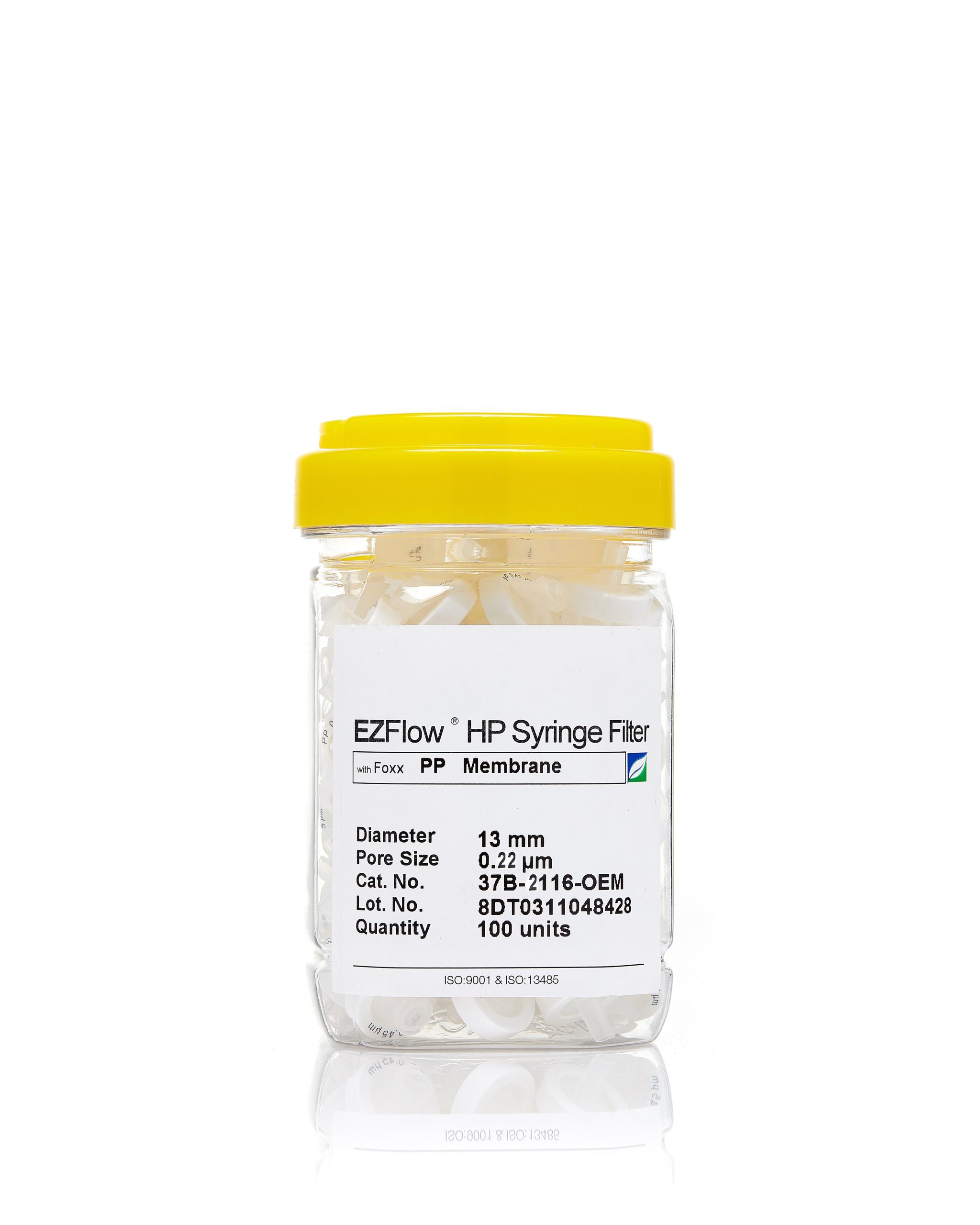 EZFlow® Non-Sterile Polypropylene (PP) Syringe Filters, 0.22 µm Pore Size Membrane for Prefiltration and Sample Prep, 13 mm, 100/PK