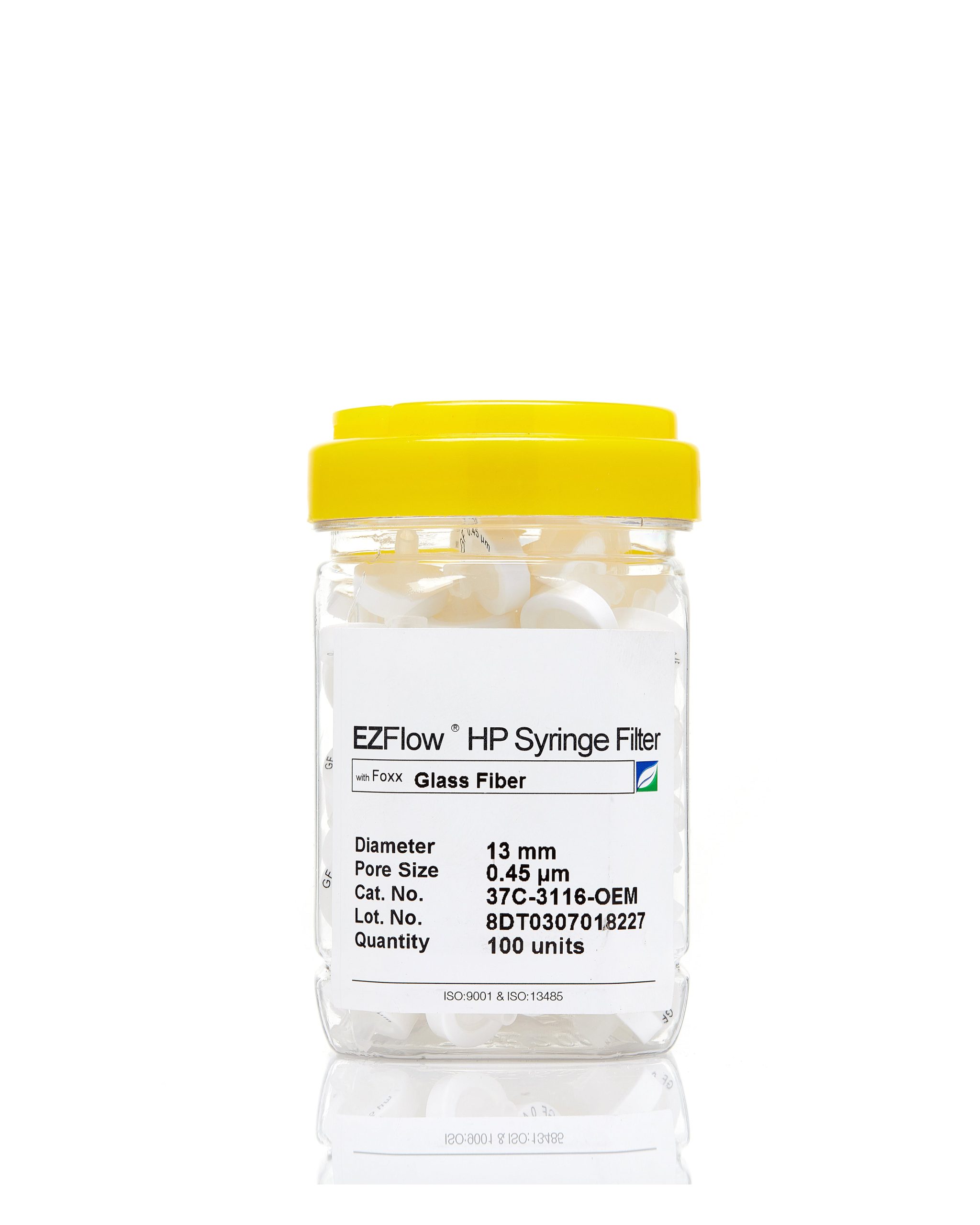 EZFlow® Non-Sterile Glass Fiber (GF) Syringe Filters, 0.45 µm Pore Size Membrane for Prefiltration and Sample Prep, 13 mm, 100/PK