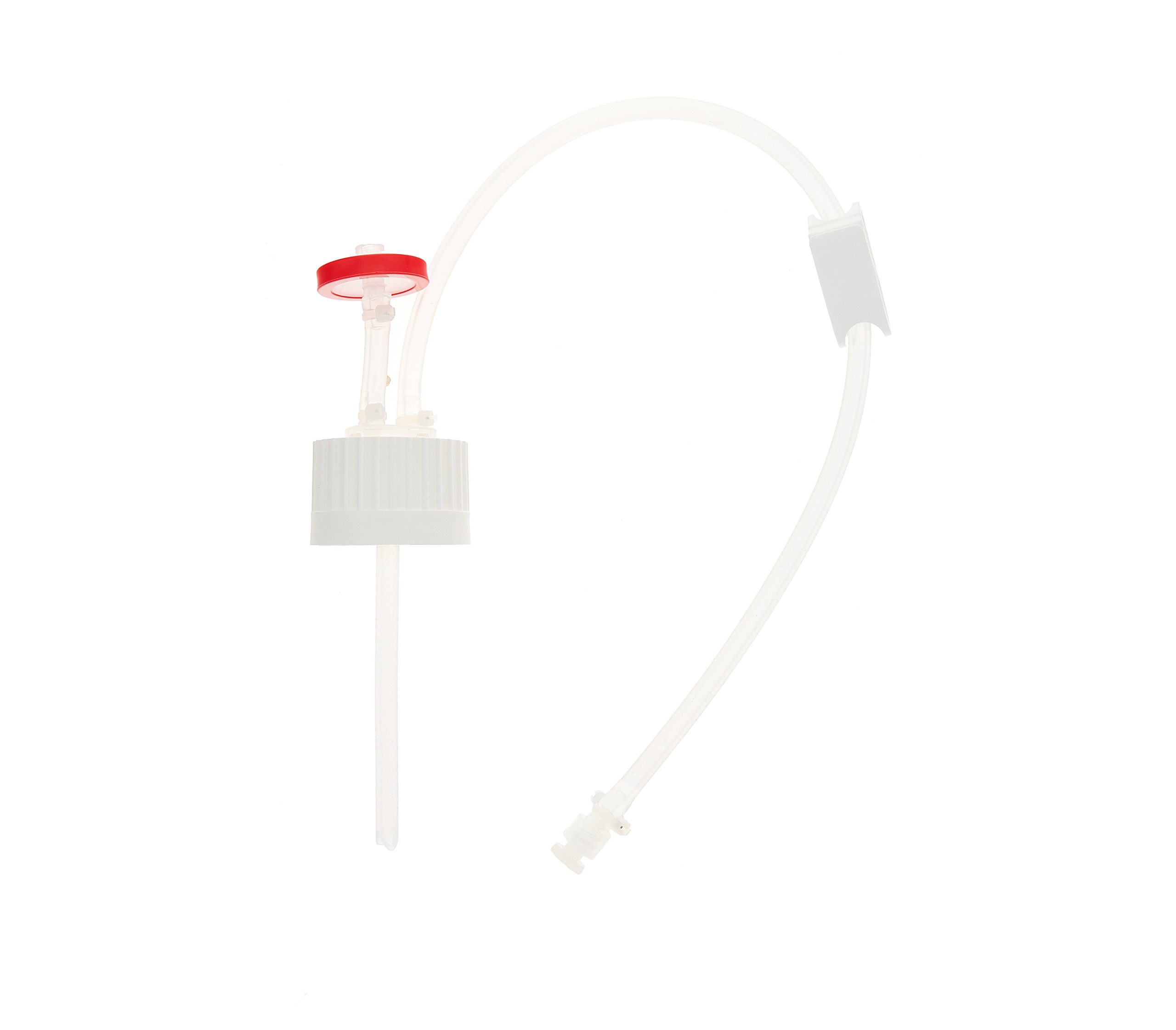 EZBio® Single Use Cap Assembly, Disposable Aseptic Transfer Caps, 38-430 mm VersaCap with Vent and Dip Tube, EZTop Replacement for 125 mL Foxx or Nalgene Bottles, Sterilized, 20/CS