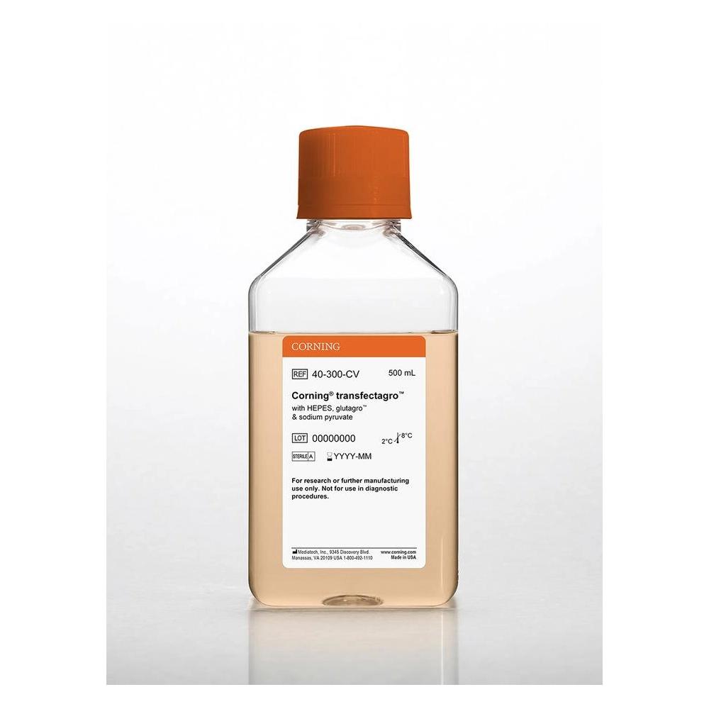 Corning® 500 mL transfectagro¢ Reduced-serum Medium, [+] HEPES, glutagro¢, and sodium pyruvate
