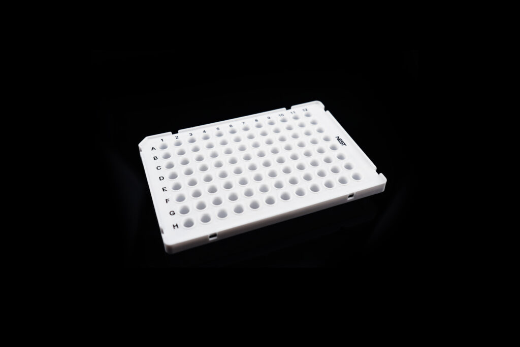 0.1ml 96 Well PCR Plate, Semi Skirt, Clear, 25/pk, 100/cs