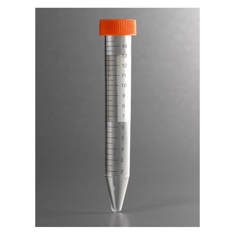 Corning 15mL PET Centrifuge Tubes, Rack Packed with Plug Seal Cap, Sterile, 50/Rack, 500/Case