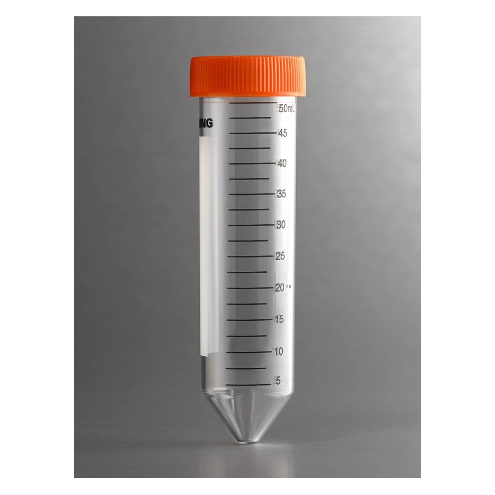Corning 50mL PET Centrifuge Tubes, Conical Bottom with Plug Seal Cap, Rack Packed, Sterile, 25/Rack, 500/Case