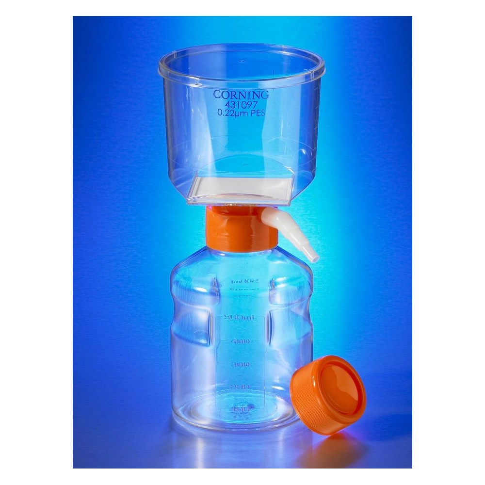 Corning 500mL Vacuum Filter/Storage Bottle System, 0.22Micrometer Pore 33.2cm squared Cellulose Acetate Membrane, Sterile, Individually Packaged, 12/Case