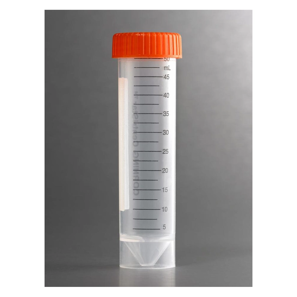 Corning 50mL PP Centrifuge Tubes, Self-Standing with Plug Seal Cap, Bulk Packed, Sterile, 25/Sleeve, 500/Case
