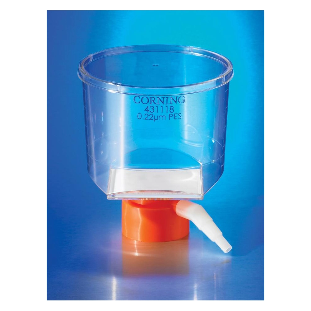 Corning 500mL Bottle Top Vacuum Filter, 0.22Micrometer Pore 33.2cm squared Polyethersulfone Membrane, Fits 45mm Diameter Necks, Sterile, Individually Packaged, 12/Case