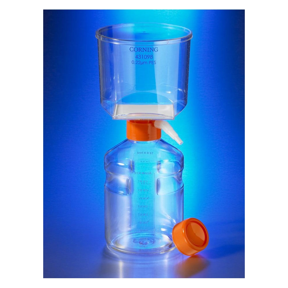 Corning 1000mL Vacuum Filter/Storage Bottle System, 0.45Micrometer Pore, 54.5cm squared CA Membrane, Sterile, Individually Packaged, 12/Case