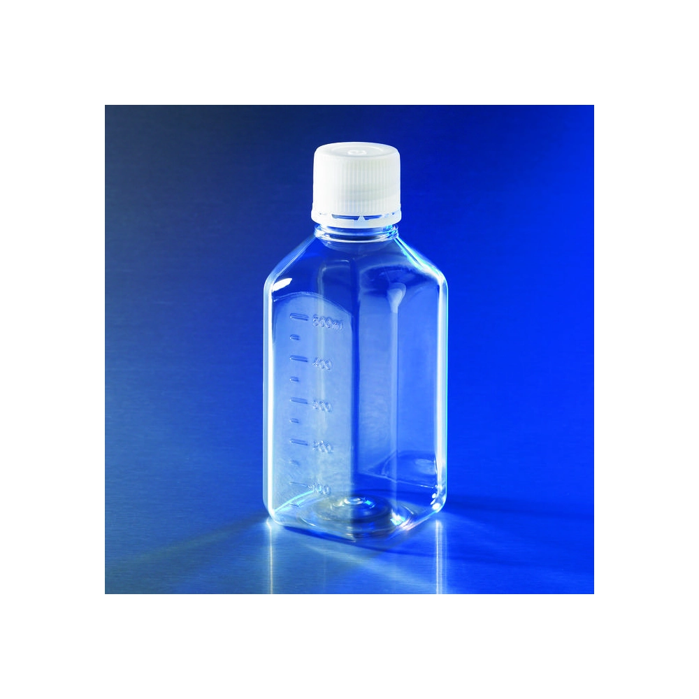 Corning 500mL Octagonal PET Storage Bottles with 31.7mm Screw Caps, Sterile
