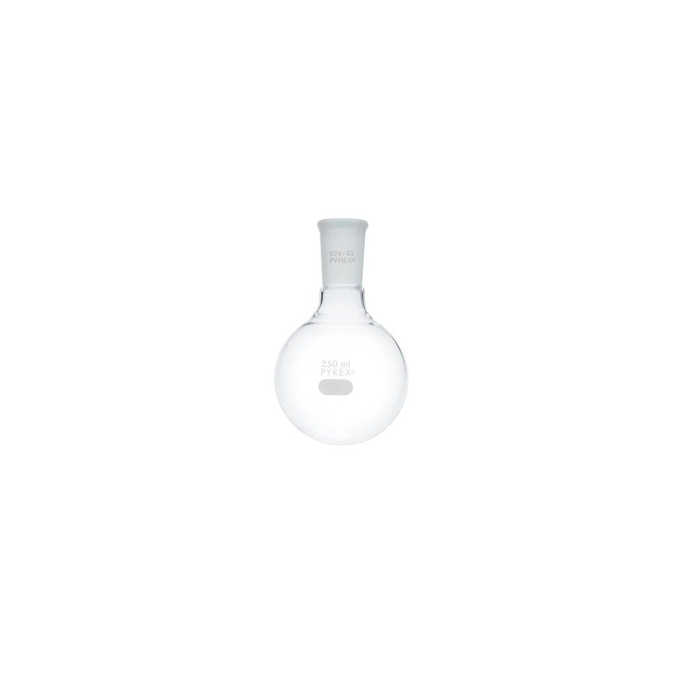 PYREX 250mL Short Neck Boiling Flask, Round Bottom, 24/40 Standard Taper Joint