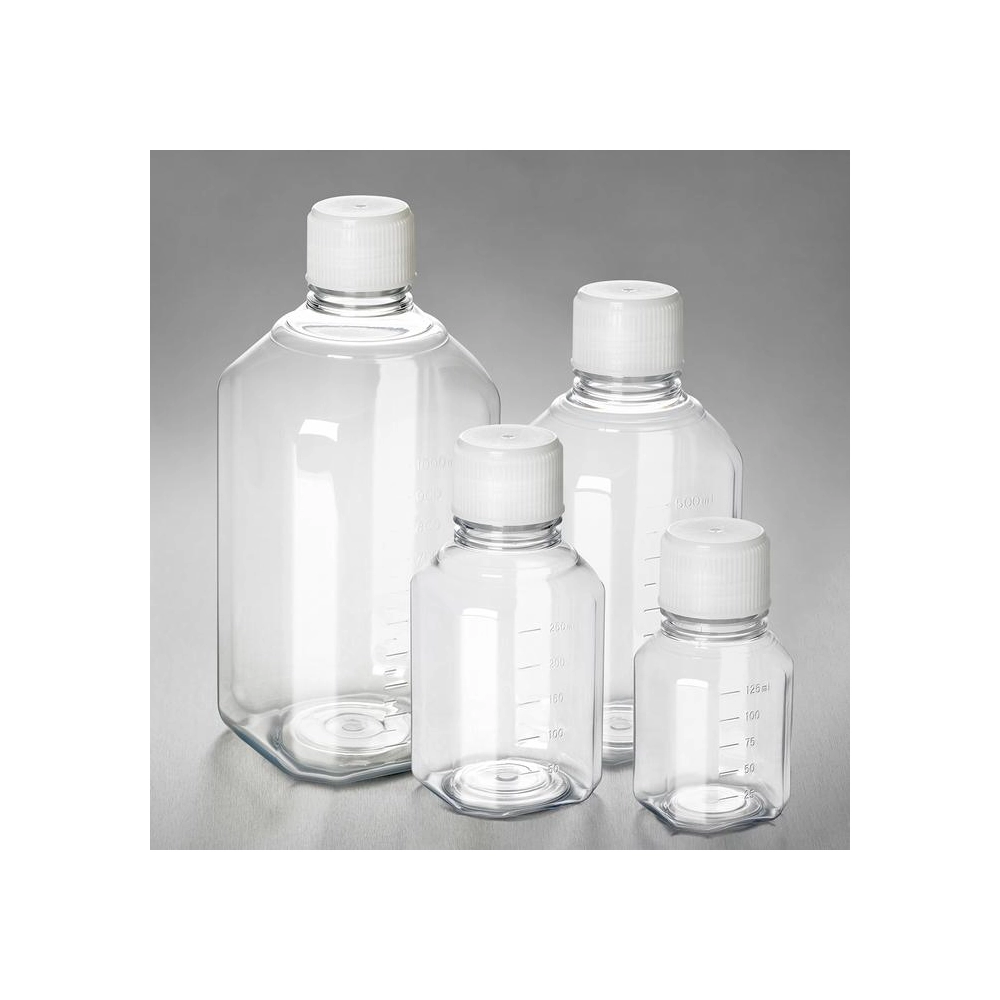 Corning PET Bottle, 60mL, Graduated, 18mm Screw Cap, Sterile, Triple-bagged, Pre-assembled, 24/Tray, 192/Case