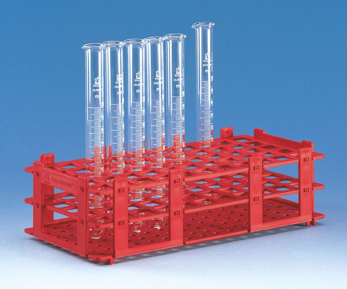 Test tube rack, blue, 32 tubes to dia.25mm, 4x8, pack of 5