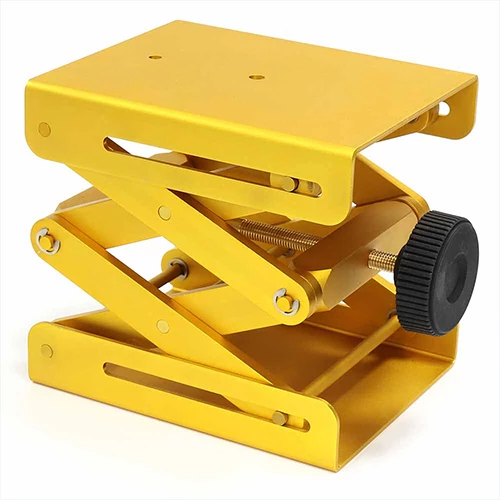 Lab Jack, Heavy Duty, Metal, Large, Yellow, Base: 5.9" x 4.75" (150 x 121mm), Minimum Height: 3.1" (78mm), Maximum Height: 10.9" (278mm), Load Capacity: 175 lbs. (80 kgs) - PK/1