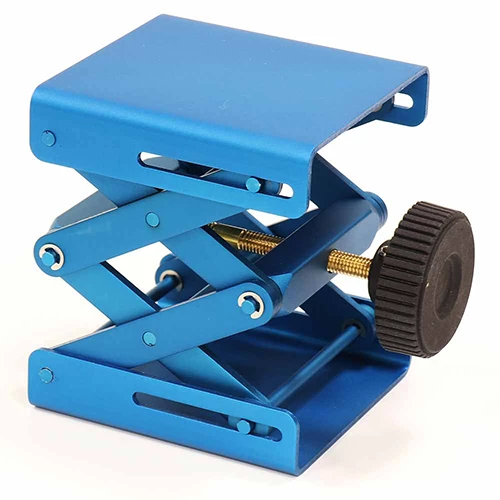 Lab Jack, Heavy Duty, Metal, Small, Blue, Base: 3" x 3.25" (80 x 76mm), Minimum Height: 1.9" (48mm), Maximum Height: 5.8" (148mm), Load Capacity: 66 lbs. (30 kgs) - CS/12