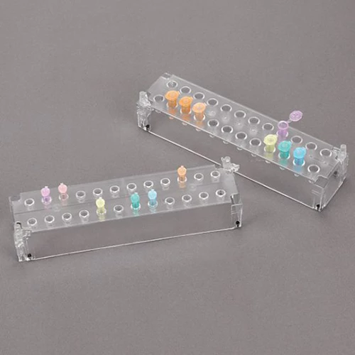 Rack for 0.5mL Microcentrifuge Tubes, Stackable, Polycarbonate (PC), 24-Place, Blue - CS/8