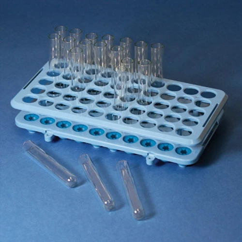 Grip Rack, Rack with Tube Grippers for up to 17mm Tubes, 50-Place, Autoclavable, Blue - PK/1