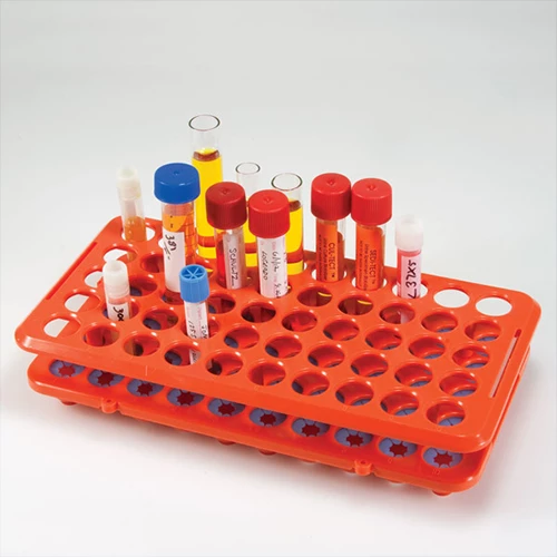 Grip Rack, Rack with Tube Grippers for up to 17mm Tubes, 50-Place, Autoclavable, Orange - CS/50